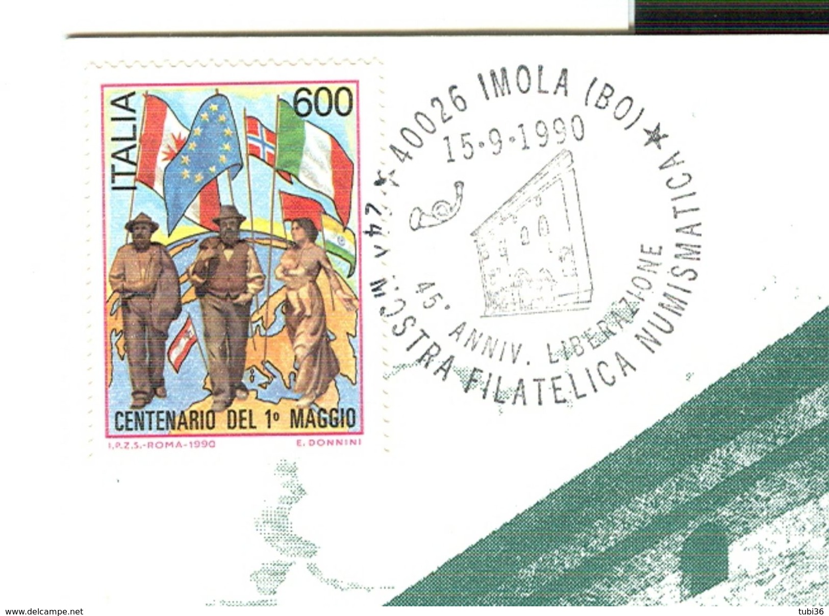 IMOLA (BOLOGNA) "45° ANNIVERSARIO LIBERAZIONE",1990,ANNULLO SPECIALE FIGURATO SU CARTOLINA DEDICATA, - Philatelic Exhibitions