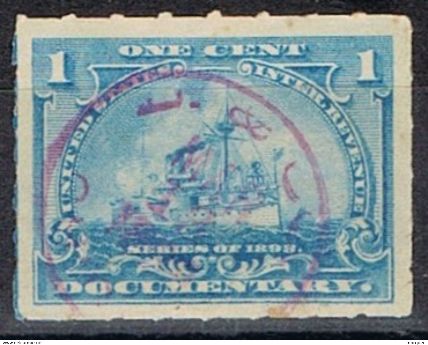 Sello DOCUMENTARY U.S.A. 1 Ctvos 1898. Ship º - Steuermarken