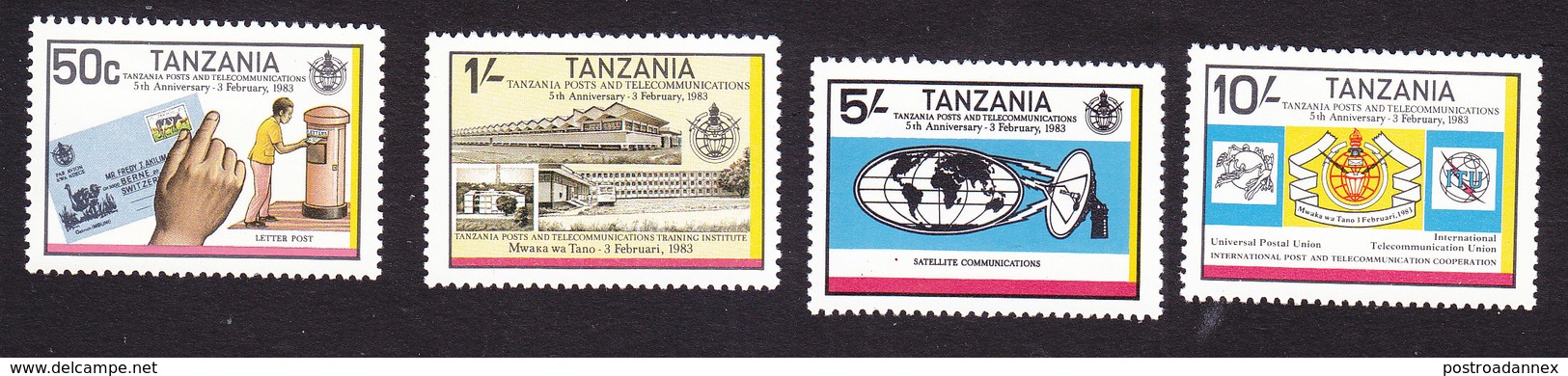 Tanzania, Scott #221-224, Mint Hinged, 5th Ann. Of Posts And Telecommunications Dept, Issued 1983 - Tanzania (1964-...)