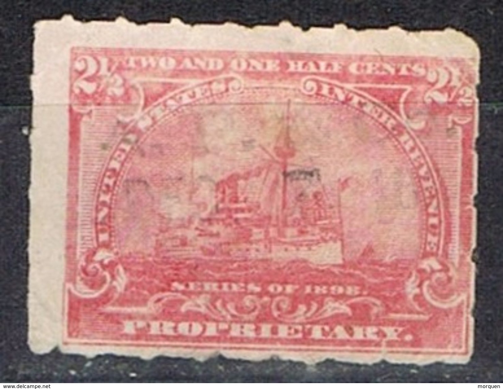 Sello PROPRIETARY U.S.A. 2 1/2 Ctvos 1898. Ship º - Fiscali