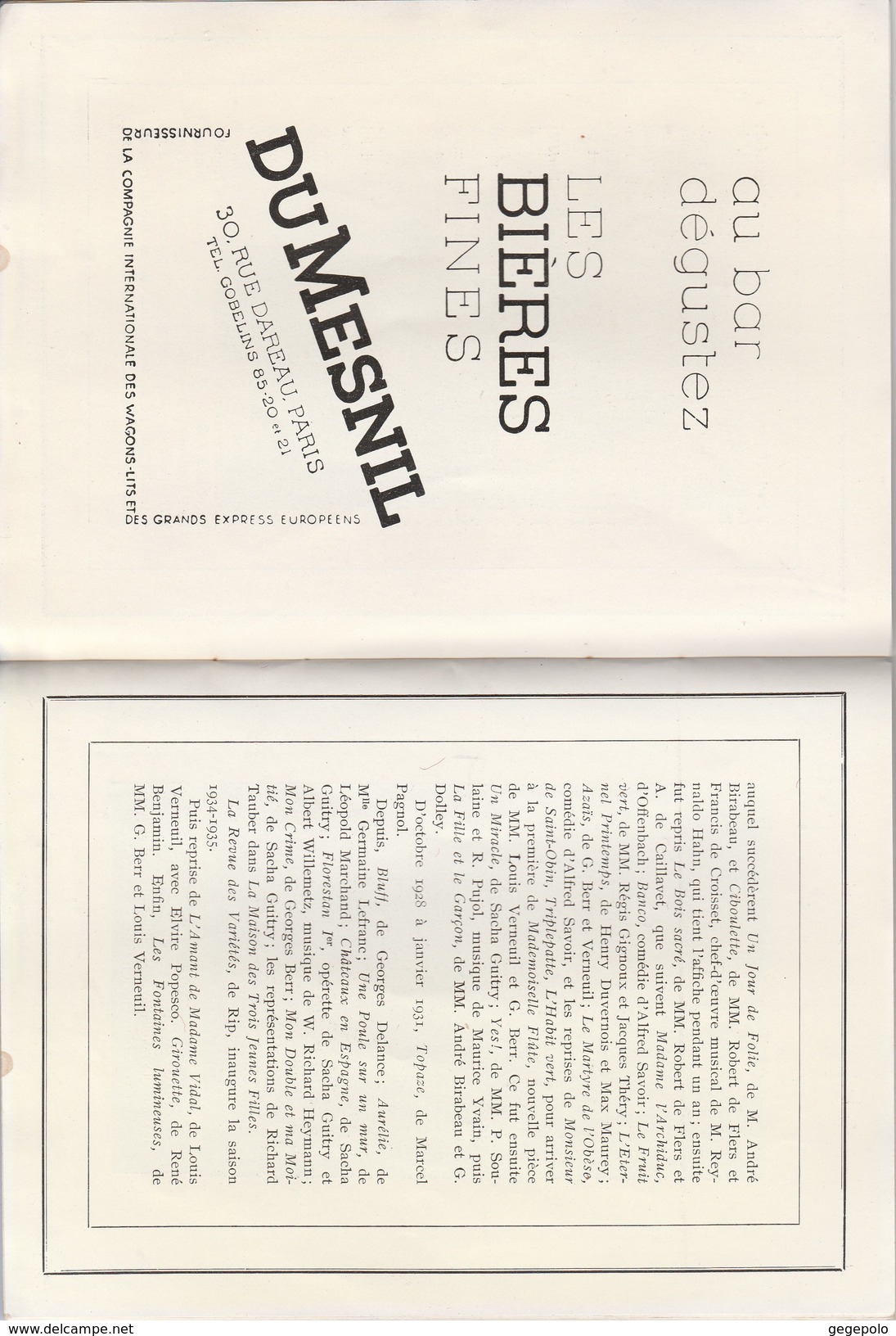 75 - Programme Théatre des Variétés Saison 1936-1937 ( 40 pages format 18 cm x 13,5 cm )    très rare