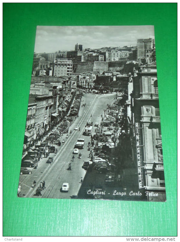 Cartolina Cagliari - Largo Carlo Felice 1957 - Cagliari