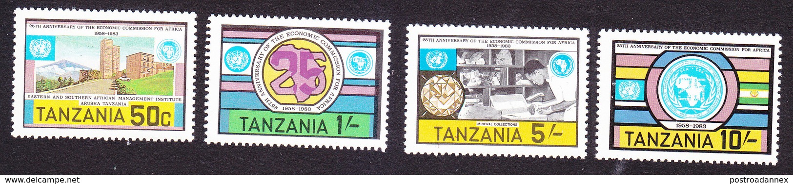 Tanzania, Scott #225-228, Mint Hinged, 25th Ann Of Economic Commission For Africa, Issued 1983 - Tanzania (1964-...)