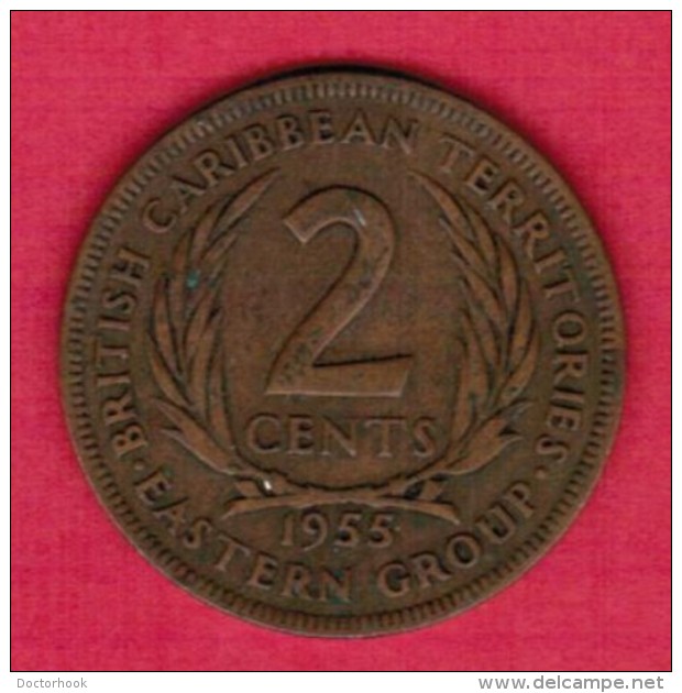 BRITISH CARIBBEAN TERRITORIES   2 CENTS 1955 (KM # 3) - Territoires Britanniques Des Caraïbes