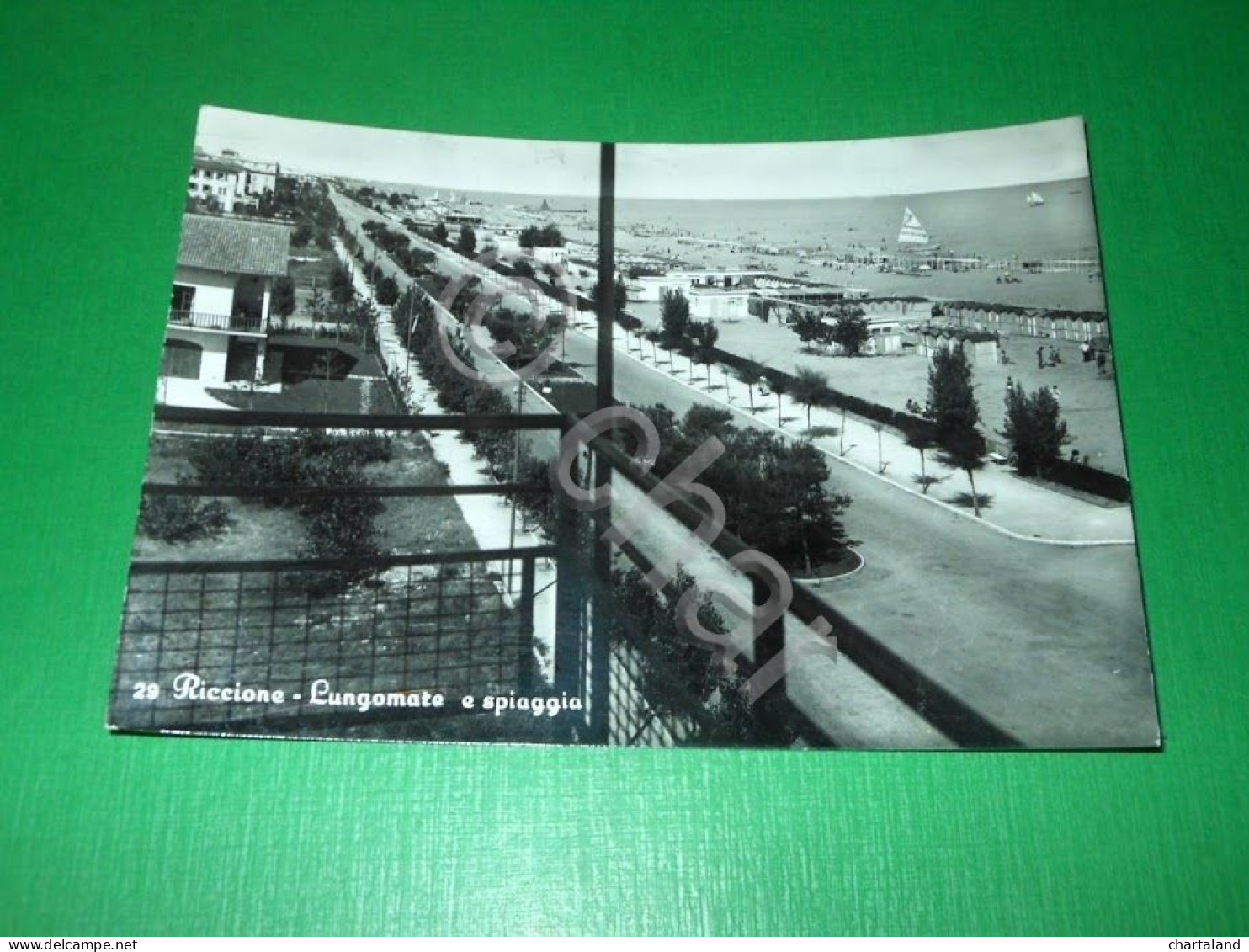 Cartolina Riccione - Lungomare E Spiaggia 1959 - Rimini