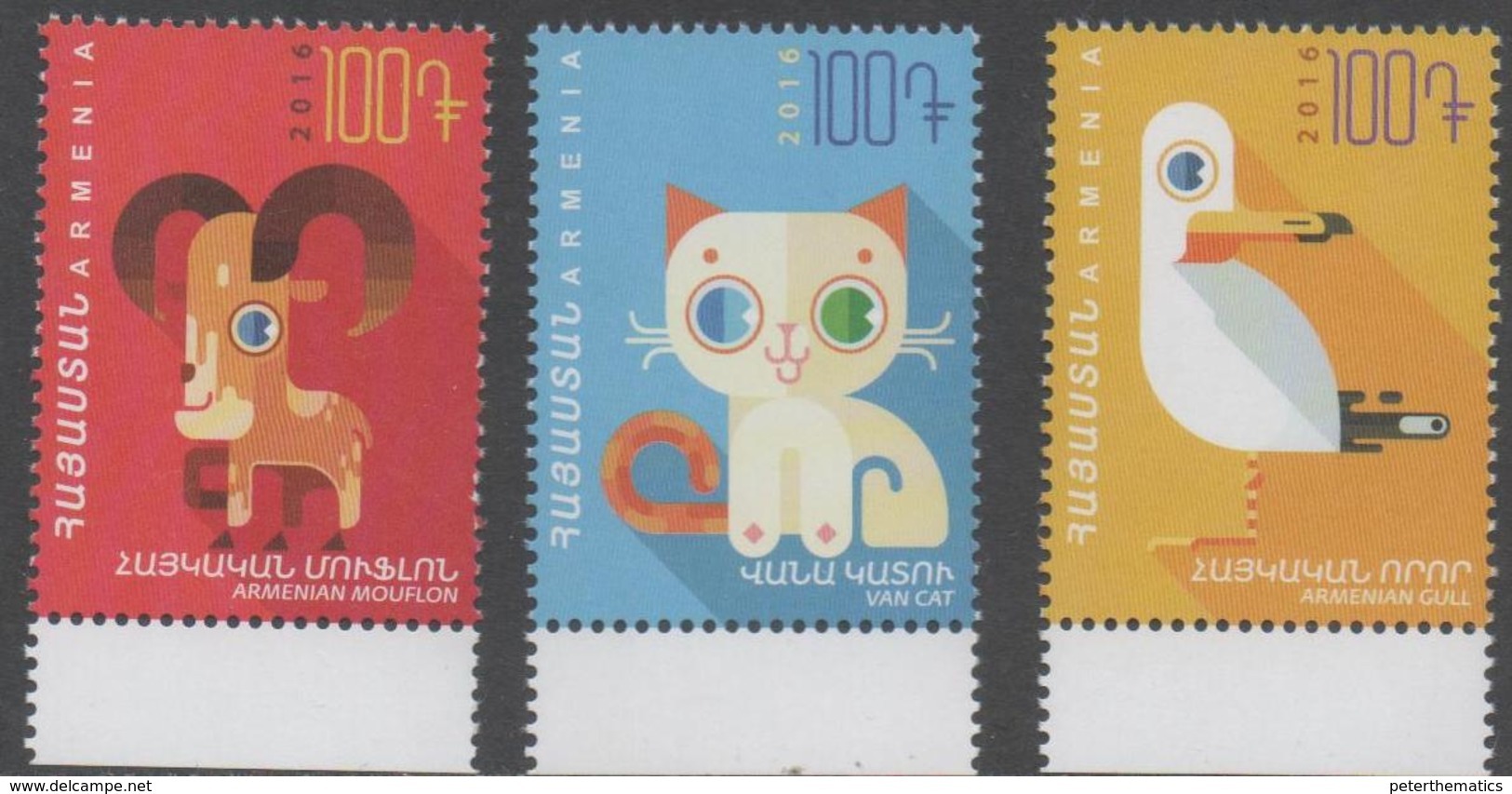 ARMENIA, 2017, MNH, CHILDREN'S PHILATLEY, DRAWINGS, BIDS, CATS, MOUFLON,3v - Other & Unclassified