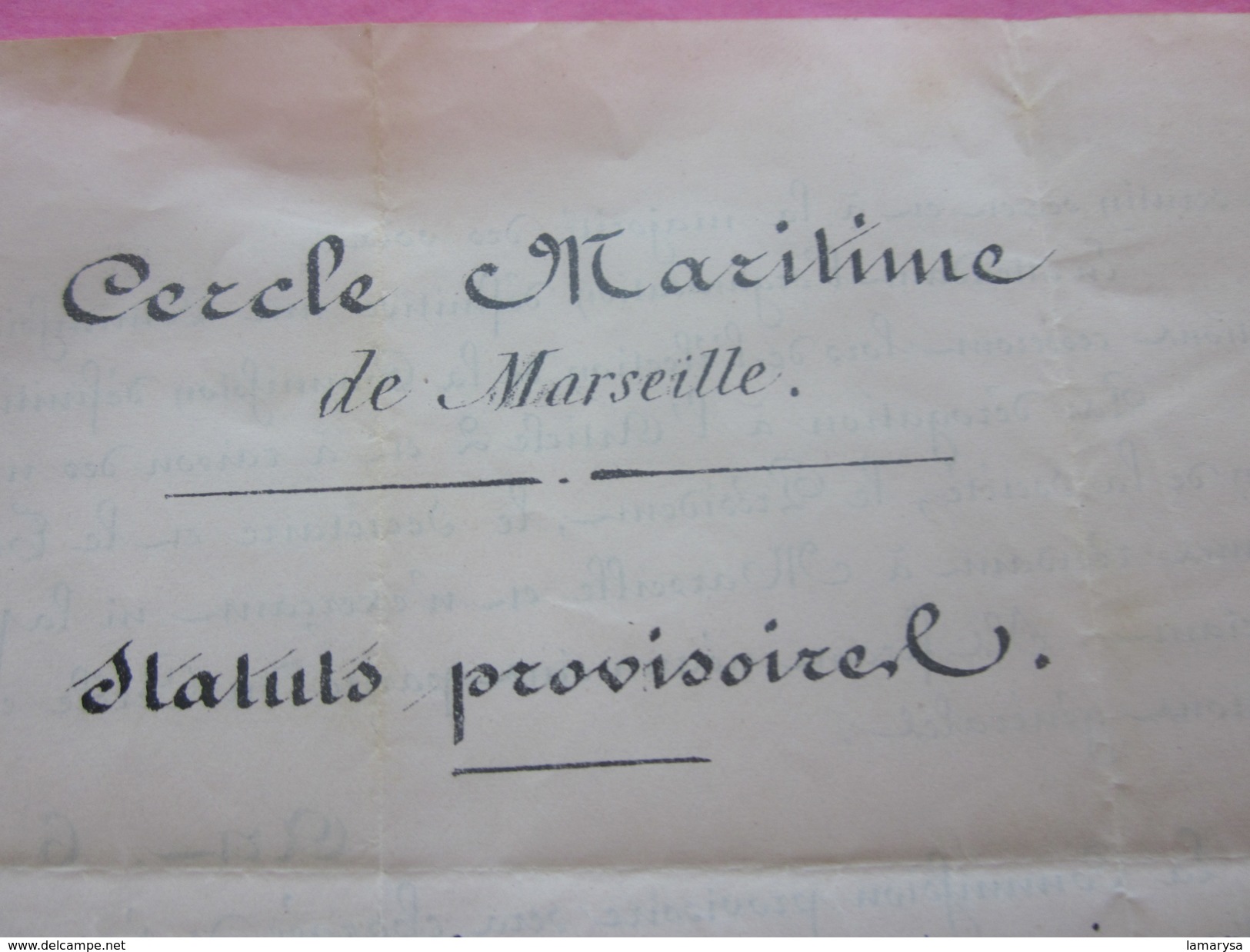 27-9-1862 CERCLE MARITIME STATUTS PROVISOIRES NAVIGATION 9 ARTICLES -CONNAISSEMENT-BILL OF LADING-Bateau VAPEUR ,Navire - Trasporti