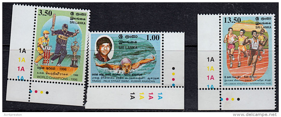 A5799 SRI LANKA 1999, SG 1468-70 Sporting Achievements, Cricket, Swimming, Athletics,  MNH - Sri Lanka (Ceylon) (1948-...)