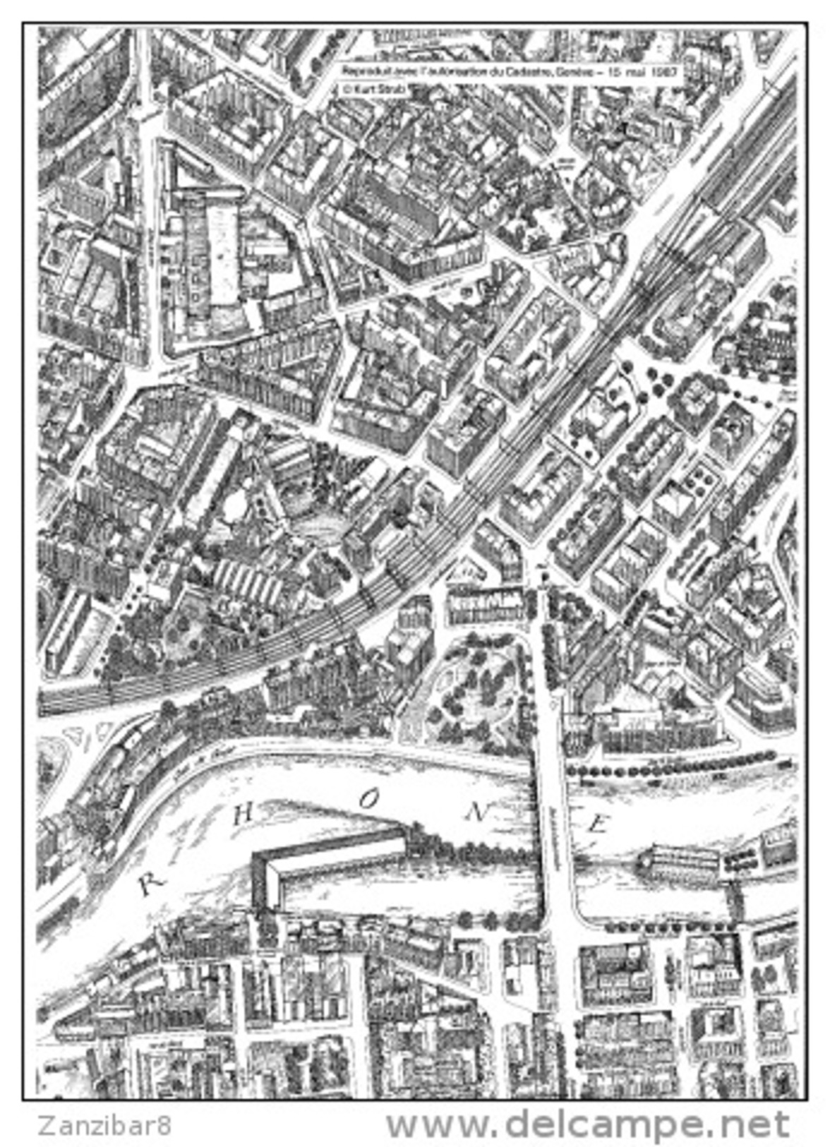 Plan De Genève Dessiné Par Kurt Strub - Geographical Maps