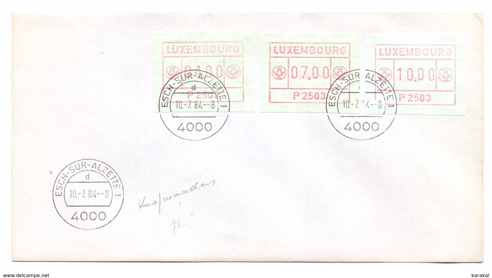 Luxembourg Luxemburg ATM P2503 FDC 10 July 1984 Esch-sur-Alzette - Postage Labels