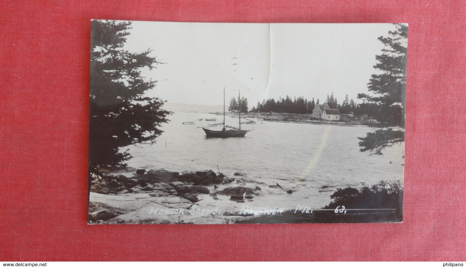 RPPC       Harbor Scene Me. Name Of Town Scratched Off Mailed From Boothbay Maine  Crease Ref-2619 - To Identify