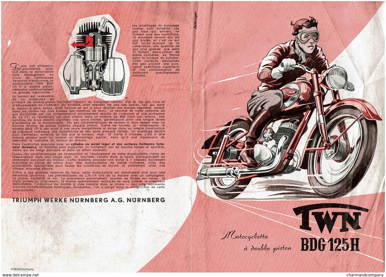 Feuillet Publicitaire TRIUMPH TWN BDG 125H - 2 Scans - Motor Bikes