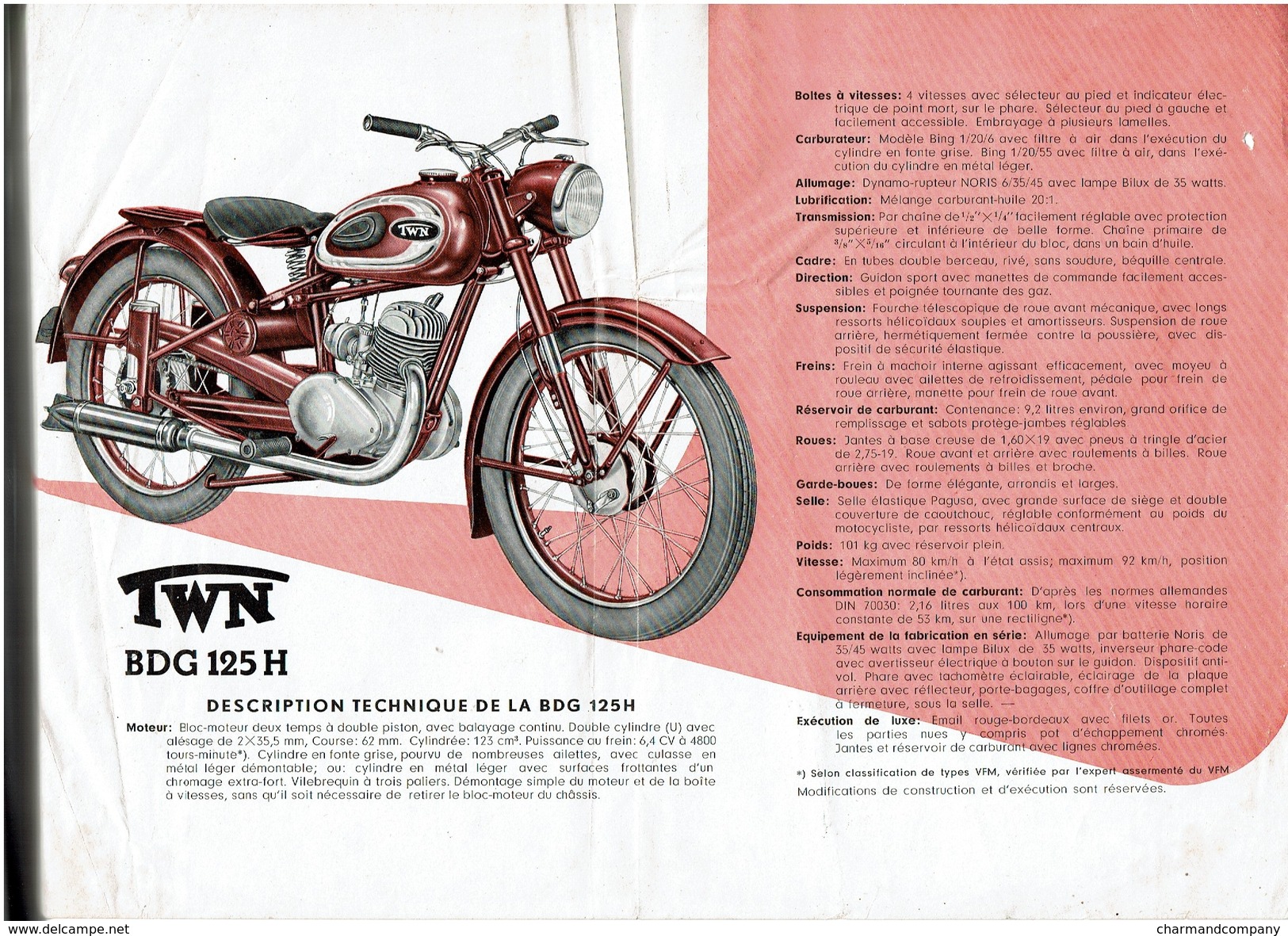 Feuillet Publicitaire TRIUMPH TWN BDG 125H - 2 Scans - Motos