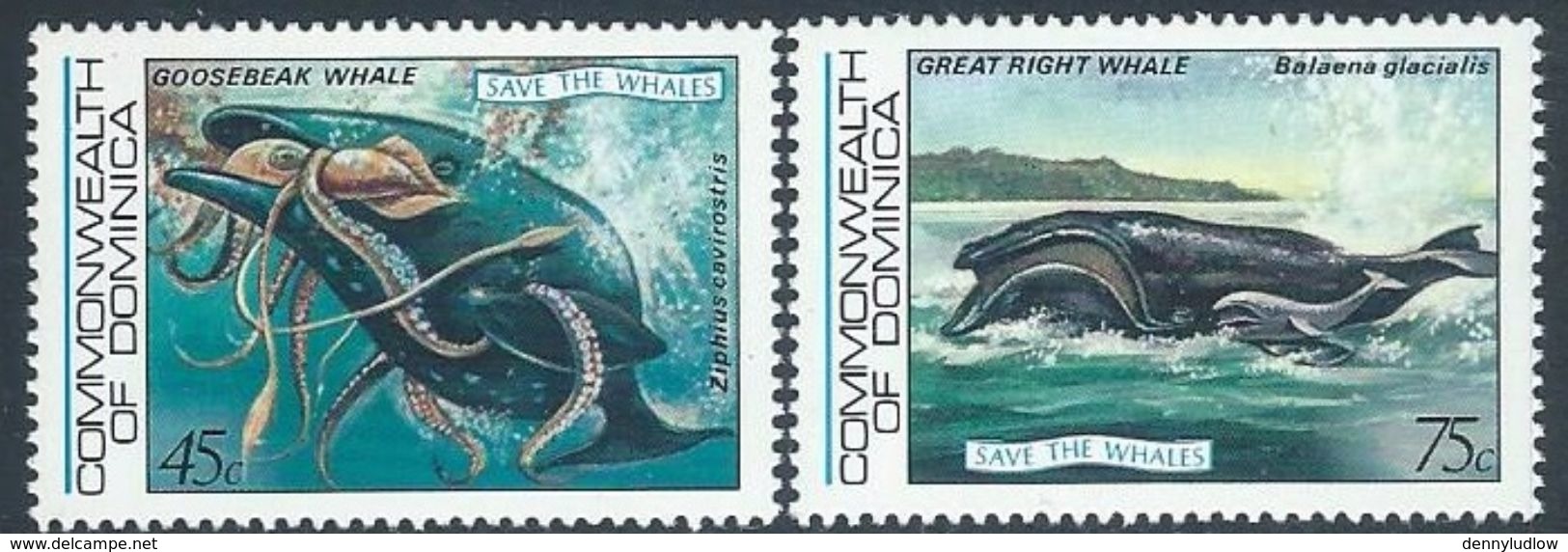 Dominica   1983  Sc#791 45c & 793 75c Whales MNH**  2016 Scott Value $4 - Dominica (1978-...)