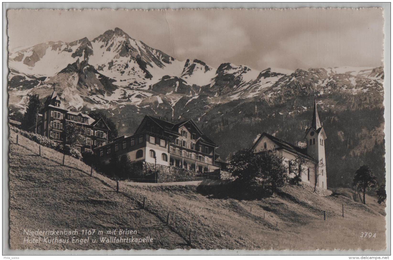 Niederrickenbach (1167 M) Mit Brisen, Hotel Kurhaus Engel U. Wallfahrtskapelle - Photo: Engelberger - Sonstige & Ohne Zuordnung