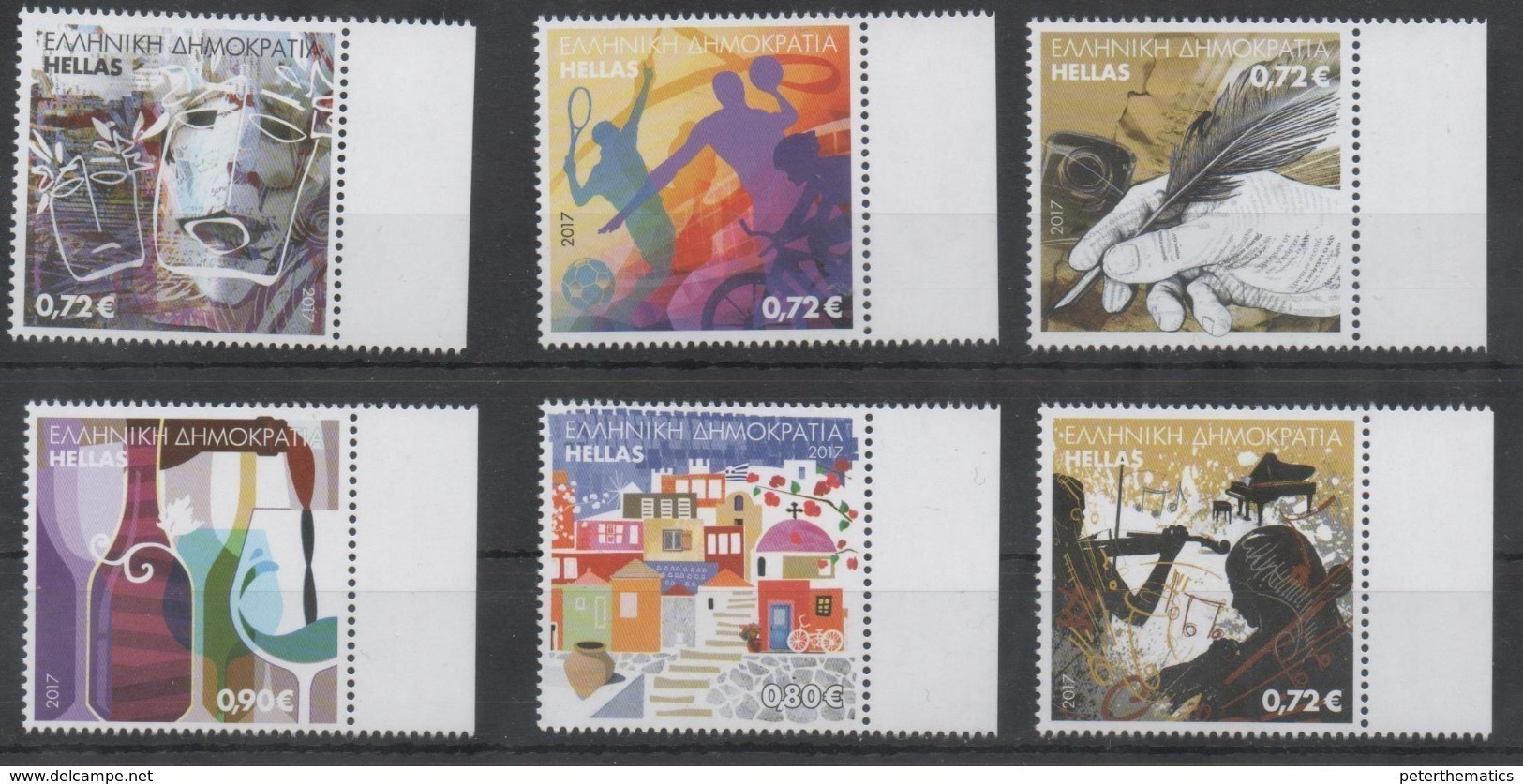 GREECE, 2017, MNH, PERSONALIZED STAMPS, ISLANDS, TOURISM, CHURCHES, BICYCLES, CYCLING, WINE, MUSIC, 6v - Other & Unclassified