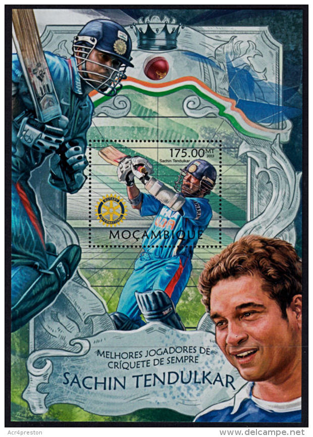 C0464 MOZAMBIQUE 2013, Cricket, Tendulkar, Rotary,  MNH - Mozambique