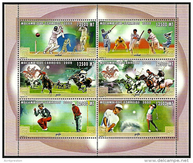 D0273 MOZAMBIQUE 2000, SG MS1565 Sport, Cricket, Polo, Golf,   MNH - Mozambique