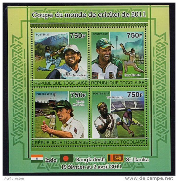 D5034 TOGO (Togolaise) 2011, Cricket World Cup  MNH - Togo (1960-...)