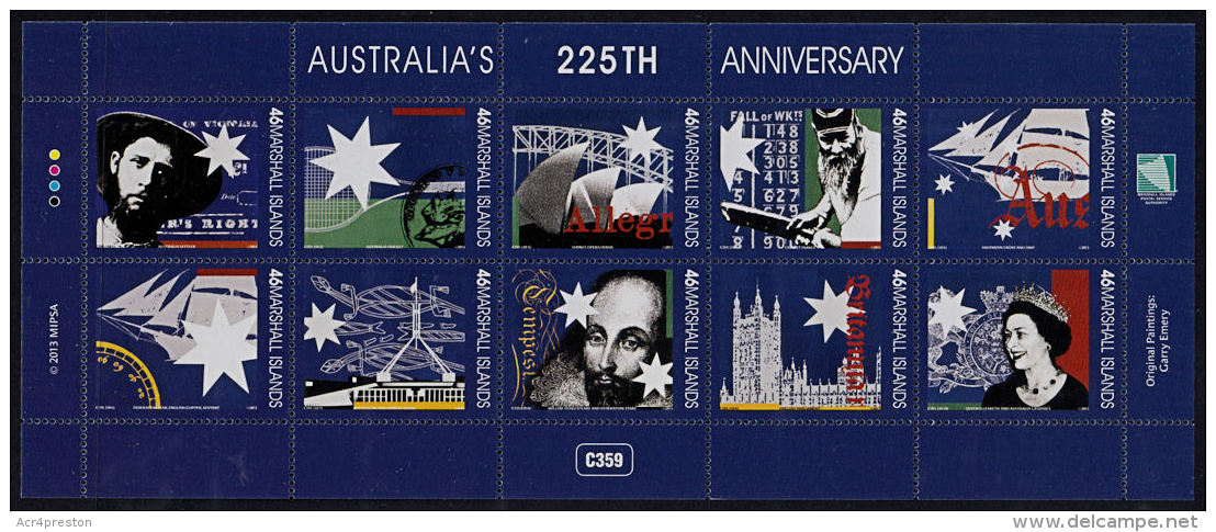 F0129 MARSHALL ISLANDS 2013, Australia's 225th Anniversary  MNH - Marshall Islands