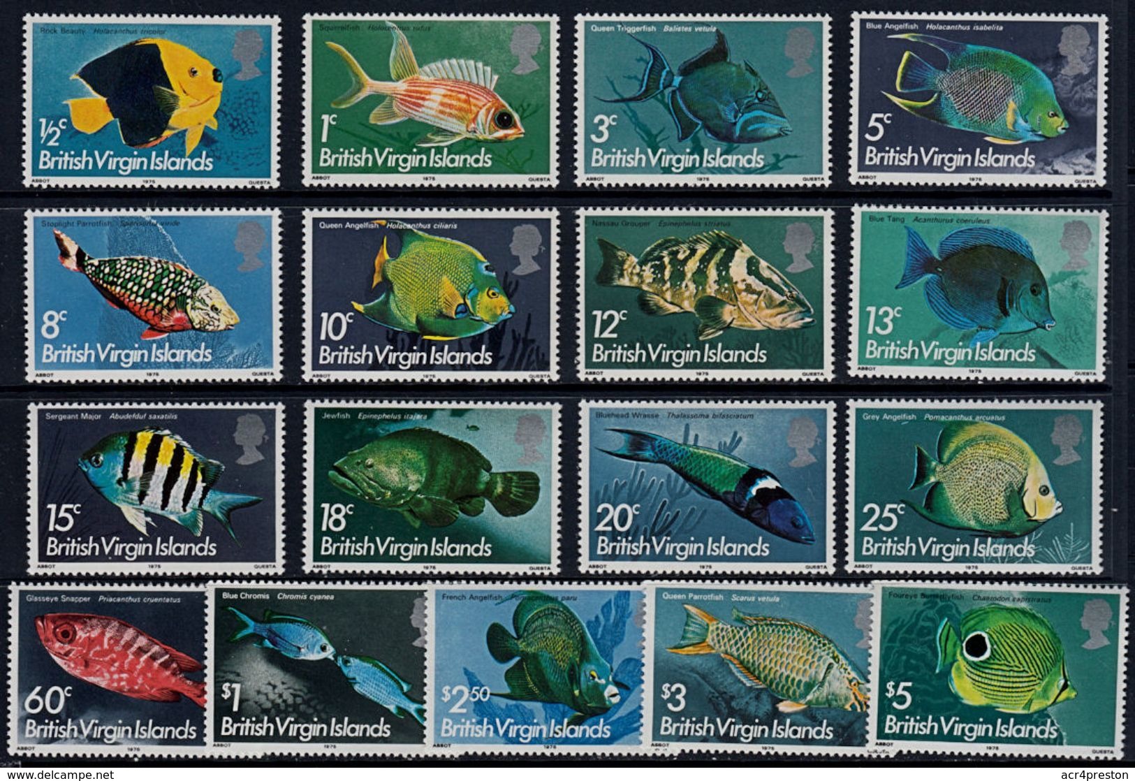 L0033 BRITISH VIRGIN ISLANDS 1975, SG 330-46 Fish Definitives,  MNH - British Virgin Islands