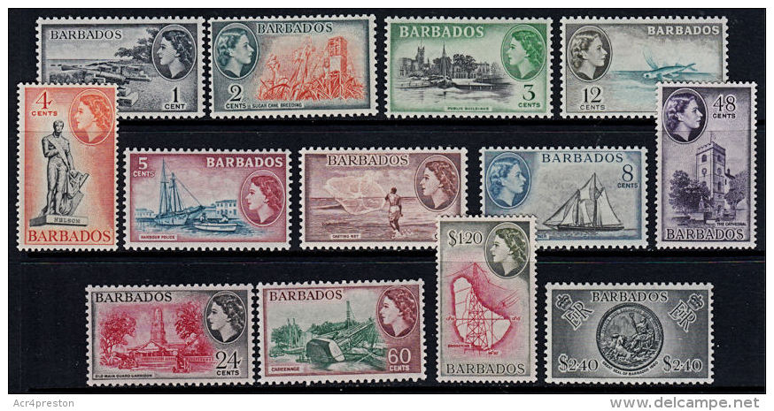 L0034 BARBADOS 1953, SG 289-319 Definitives, V-lightly Mounted Mint - Barbados (1966-...)