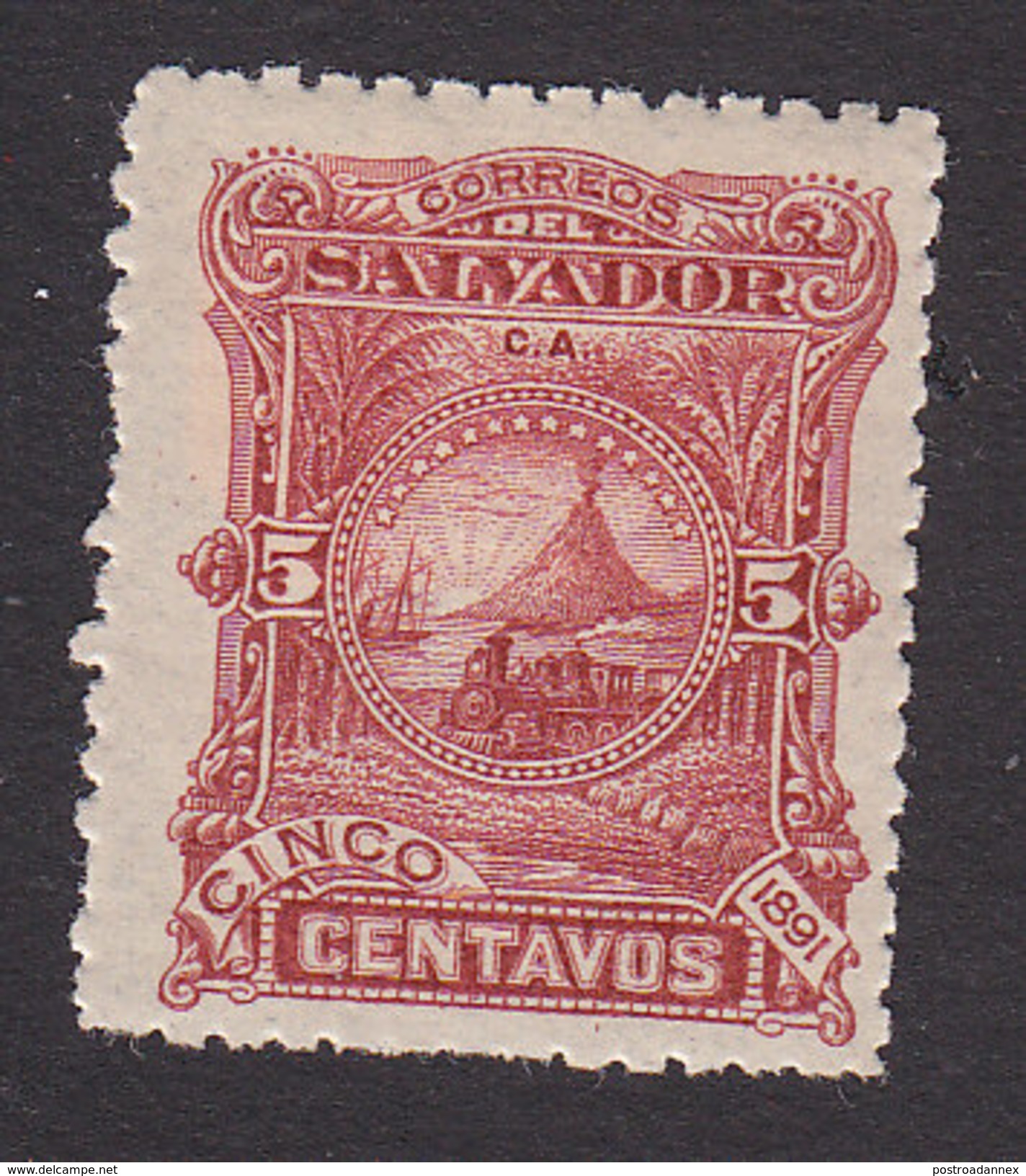 El Salvador, Scott #50, Mint Hinged, Volcano, Issued 1891 - El Salvador