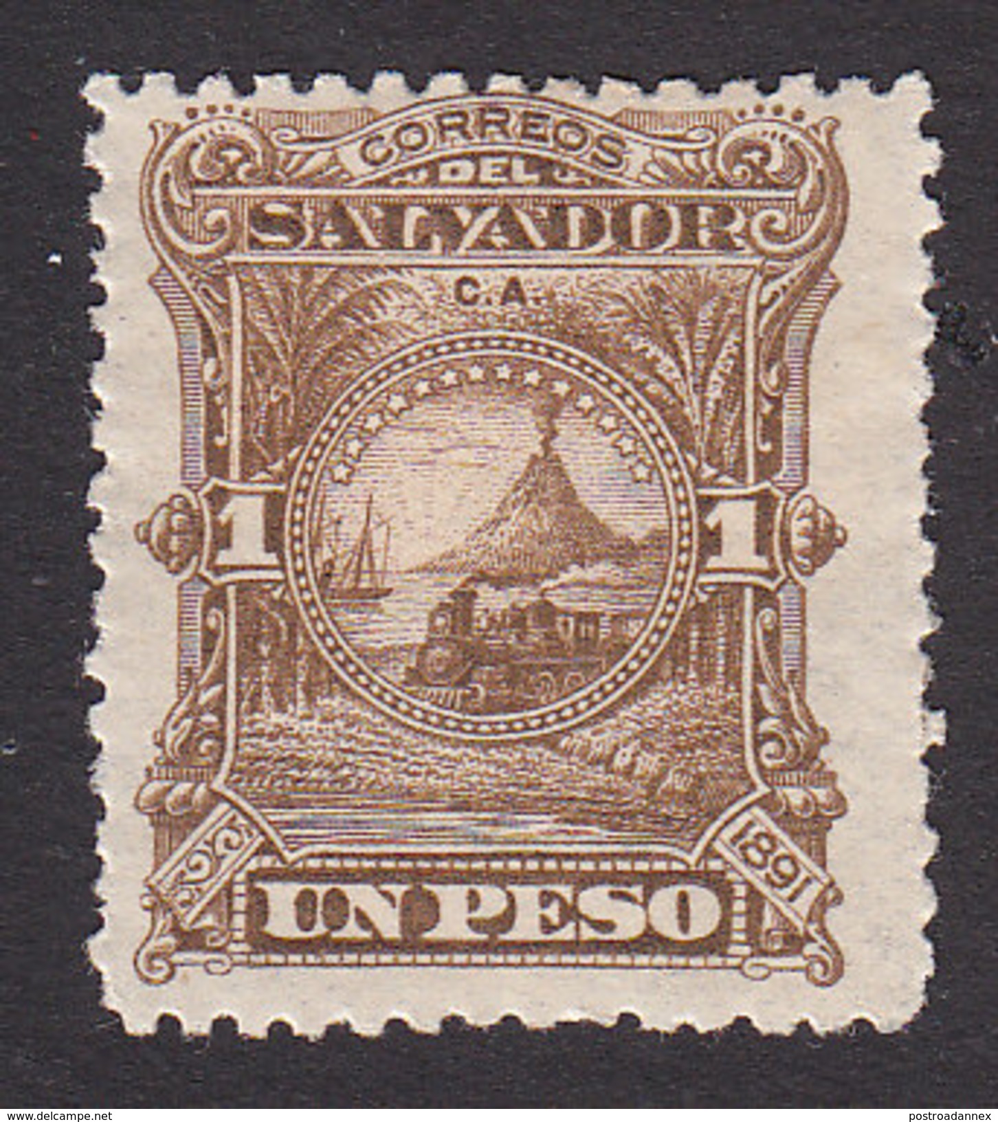 El Salvador, Scott #56, Mint Hinged, Volcano, Issued 1891 - El Salvador