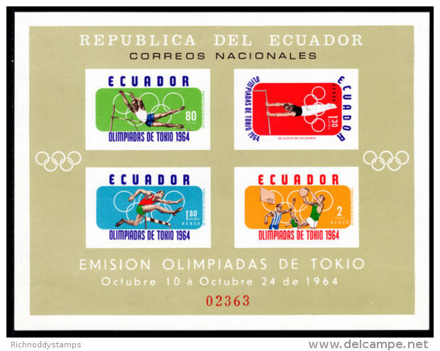 Ecuador 1964 Olympics Souvenir Sheet Unmounted Mint. - Ecuador