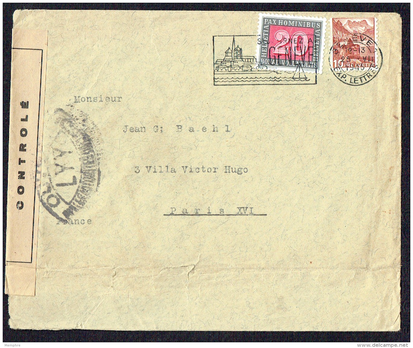 1945  Lettre Pour La France Zum 242, 264  Censure Française LYY - Briefe U. Dokumente