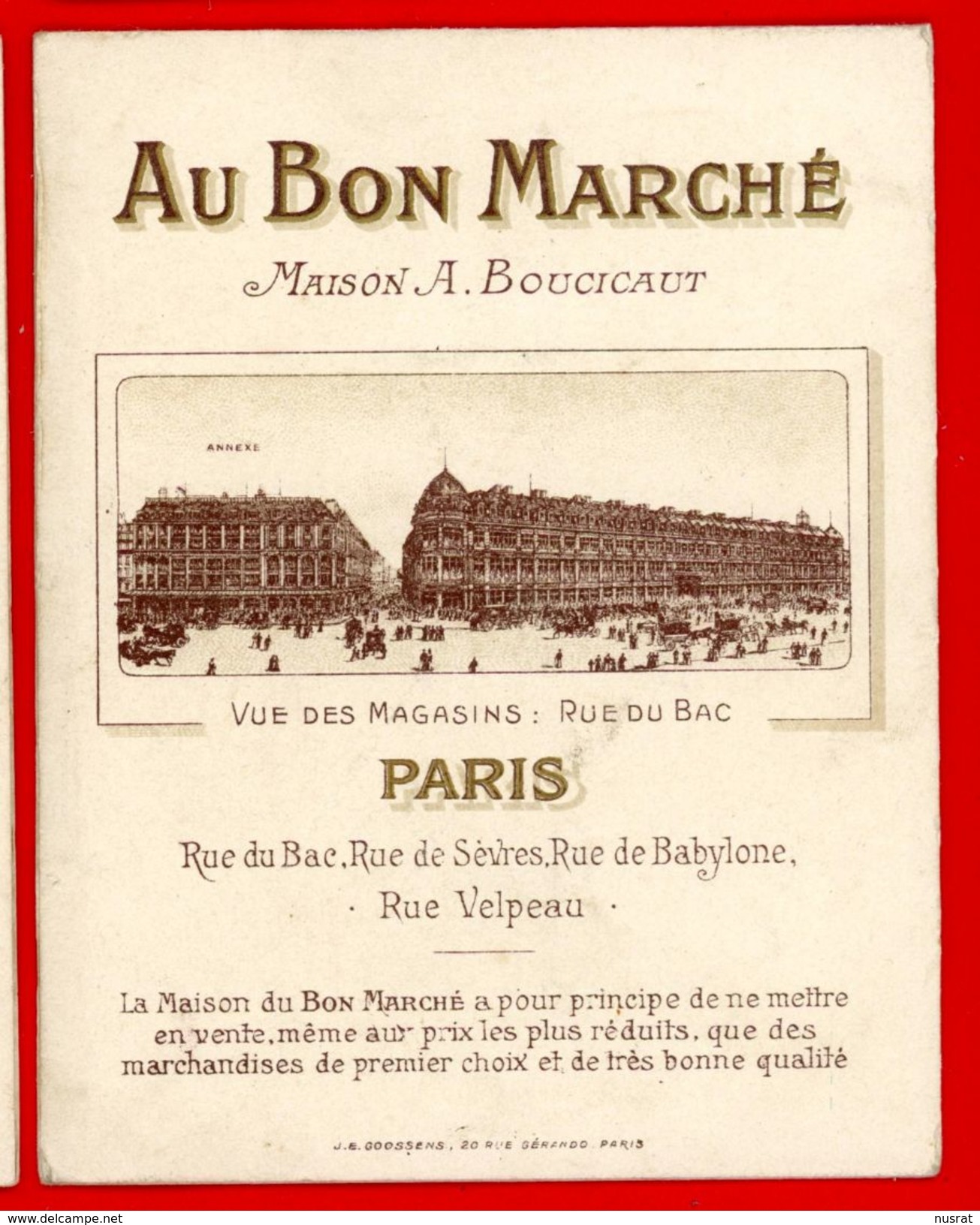 Au Bon Marché, Chromo à Système Lith. Goossens GO-7 Contes De Perrault, Le Petit Poucet, Victorian System Card - Au Bon Marché