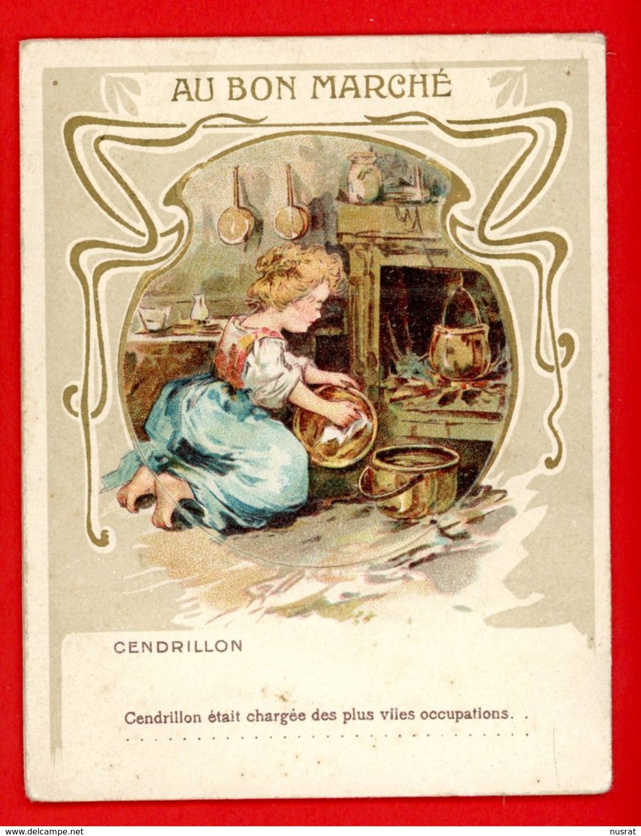 Au Bon Marché, Chromo à Système Lith. Goossens GO-7 Contes De Perrault, Cendrillon, Victorian System Card - Au Bon Marché