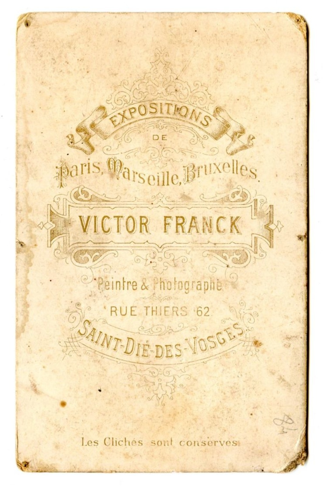 84 - PHOTO 19 ème - SAINT DIE - PHOTO VICTOR FRANCK SAINT DIE DES VOSGES - Other & Unclassified