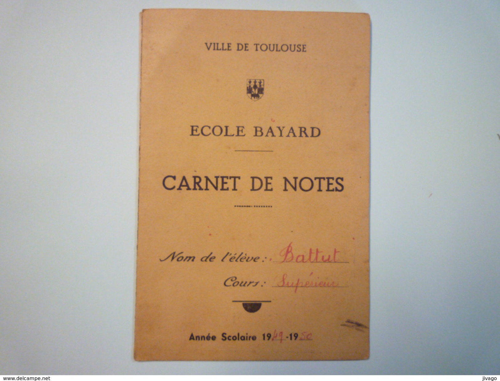 TOULOUSE  -  ECOLE BAYARD  :  Carnet De NOTES  1949 - 1950    - Diplômes & Bulletins Scolaires