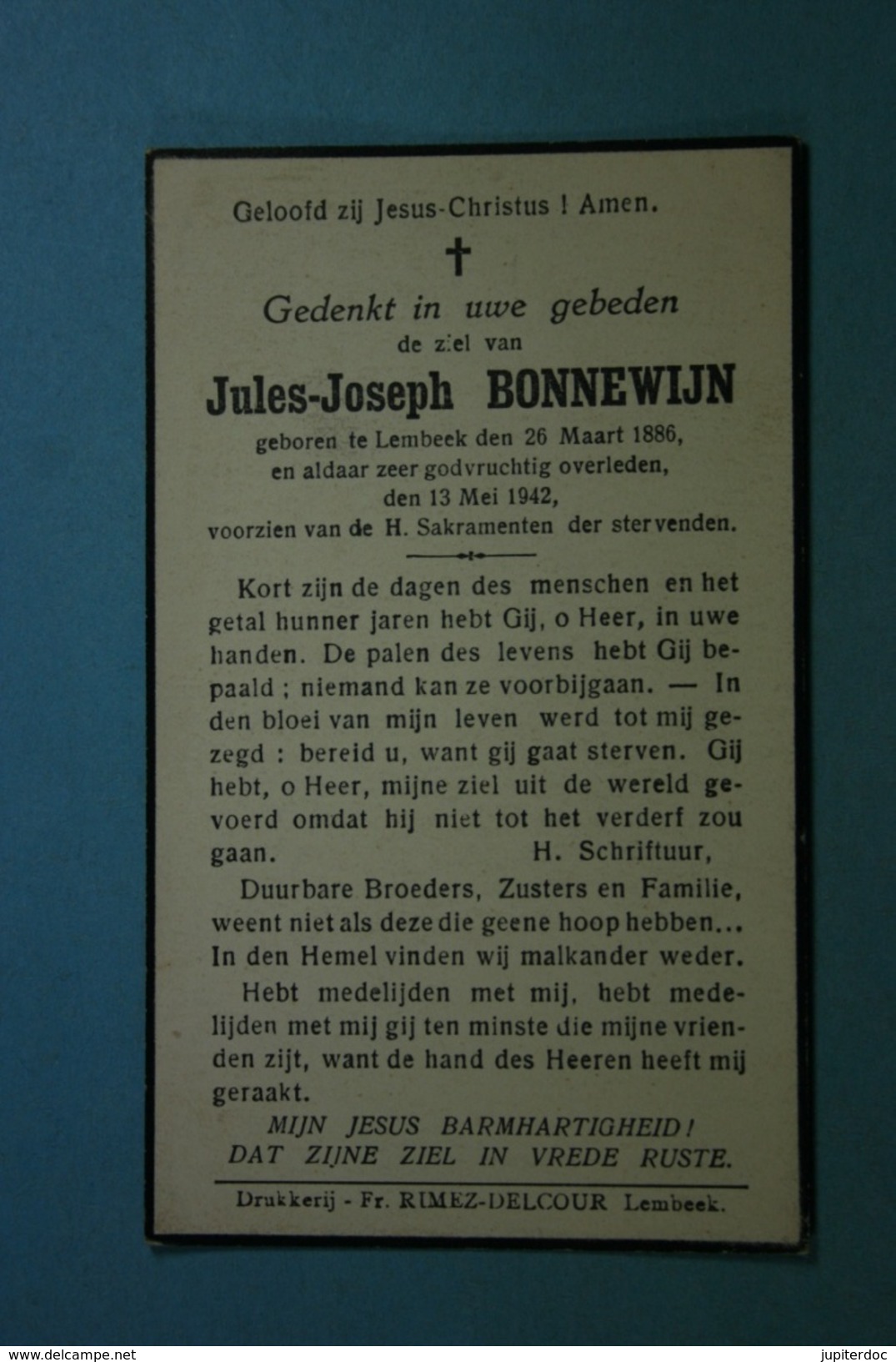 Jules Bonnewijn Lembeek 1886 1942 /010/ - Images Religieuses