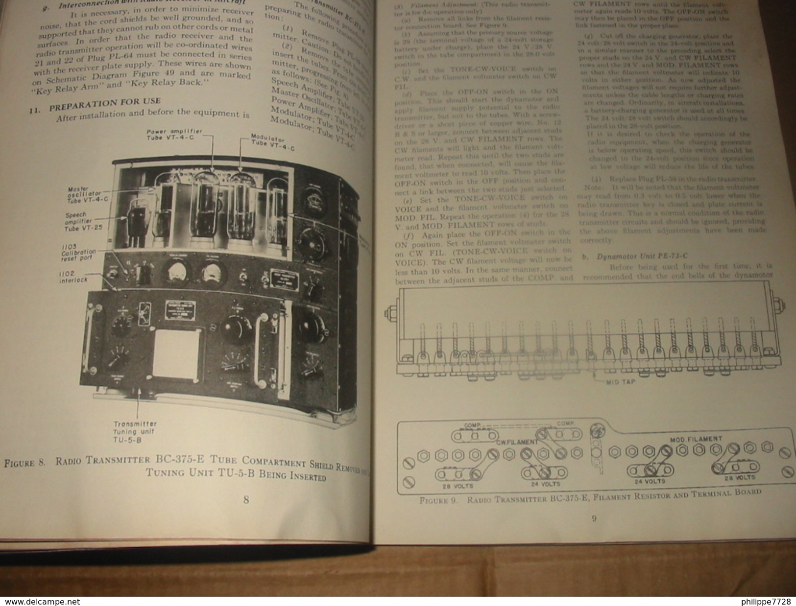 Livret authentique Opération and Maintenance RADIO TRANSMITTER BC-375-E  ARMY AIR FORCES 5 Janvier 1943