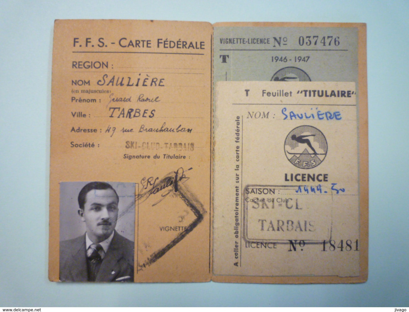 Fédération Française De  SKI  :  CARTE FEDERALE  1946  -  1950    - Sports D'hiver