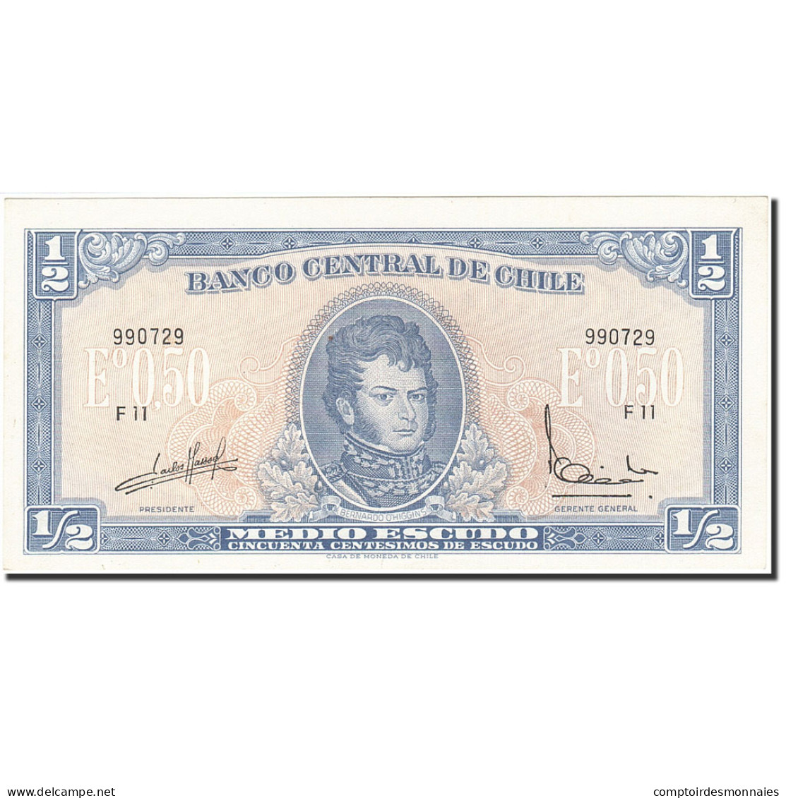 Billet, Chile, 1/2 Escudo, 1962-1975, Undated, KM:134Aa, SUP - Chili