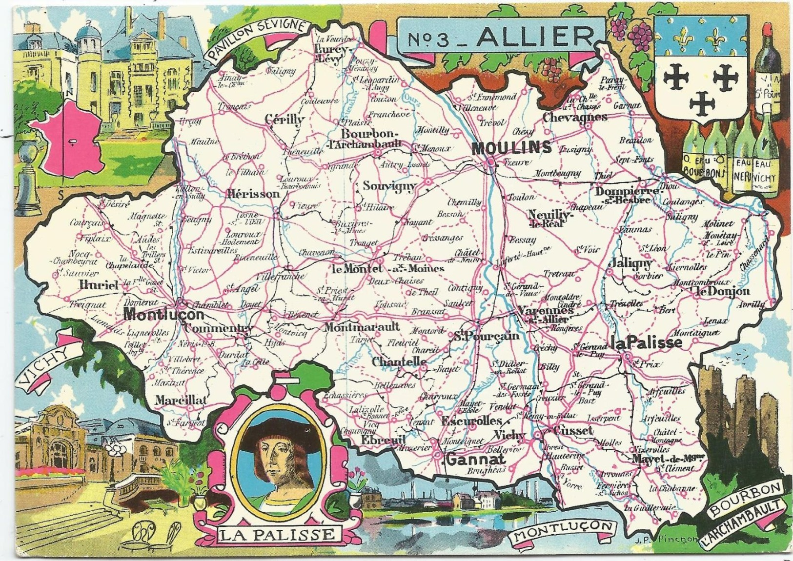 CPM - Carte Du Département De L'ALLIER - Cartes Géographiques