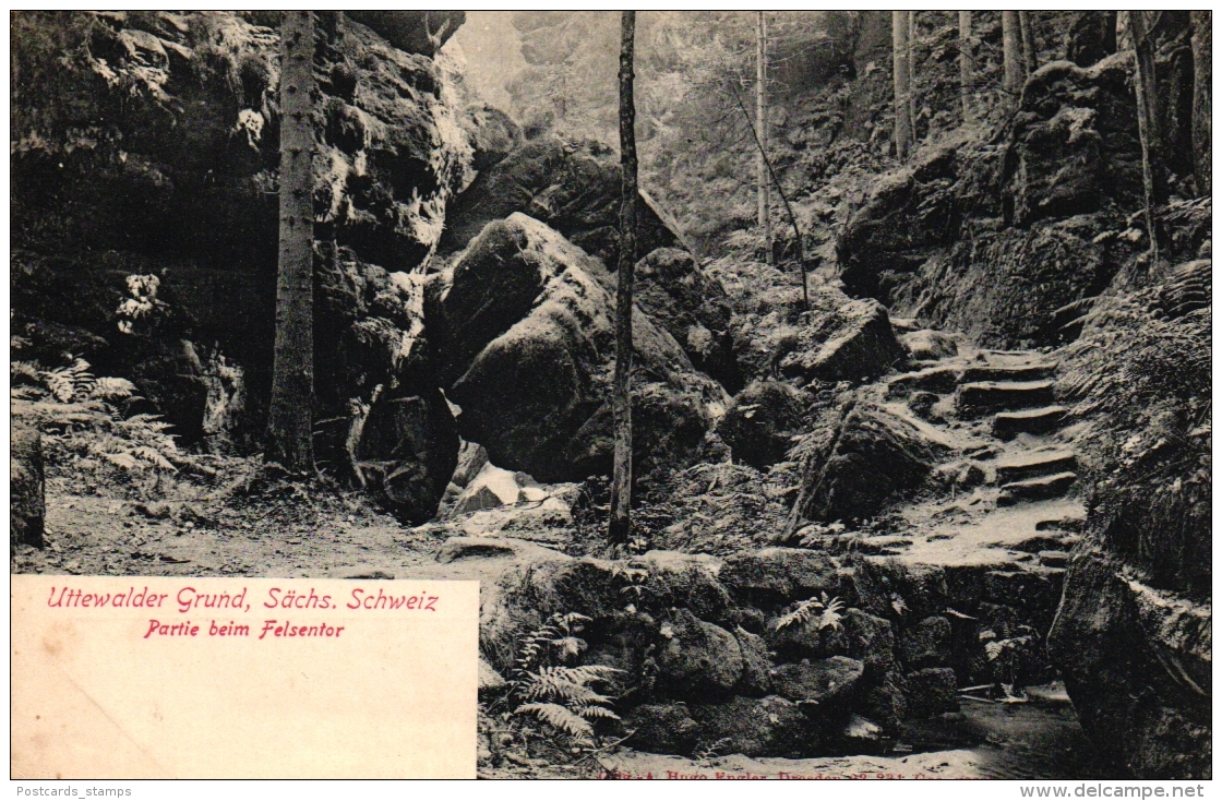 Uttewalder Grund, Sächs. Schweiz, Partie Beim Felsentor, Um 1910/20 - Wehlen