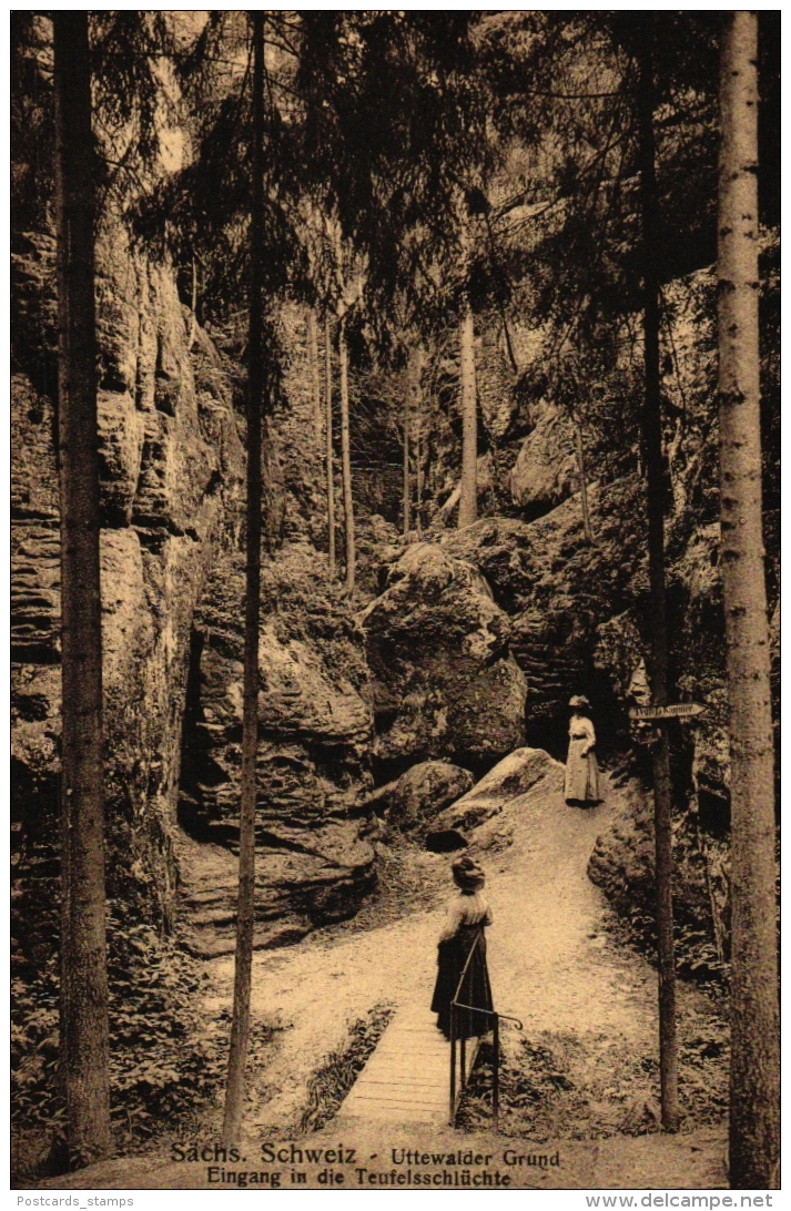 Uttewalder Grund, Sächs. Schweiz, Eingang In Die Teufelsschlüchte, Um 1910/20 - Wehlen