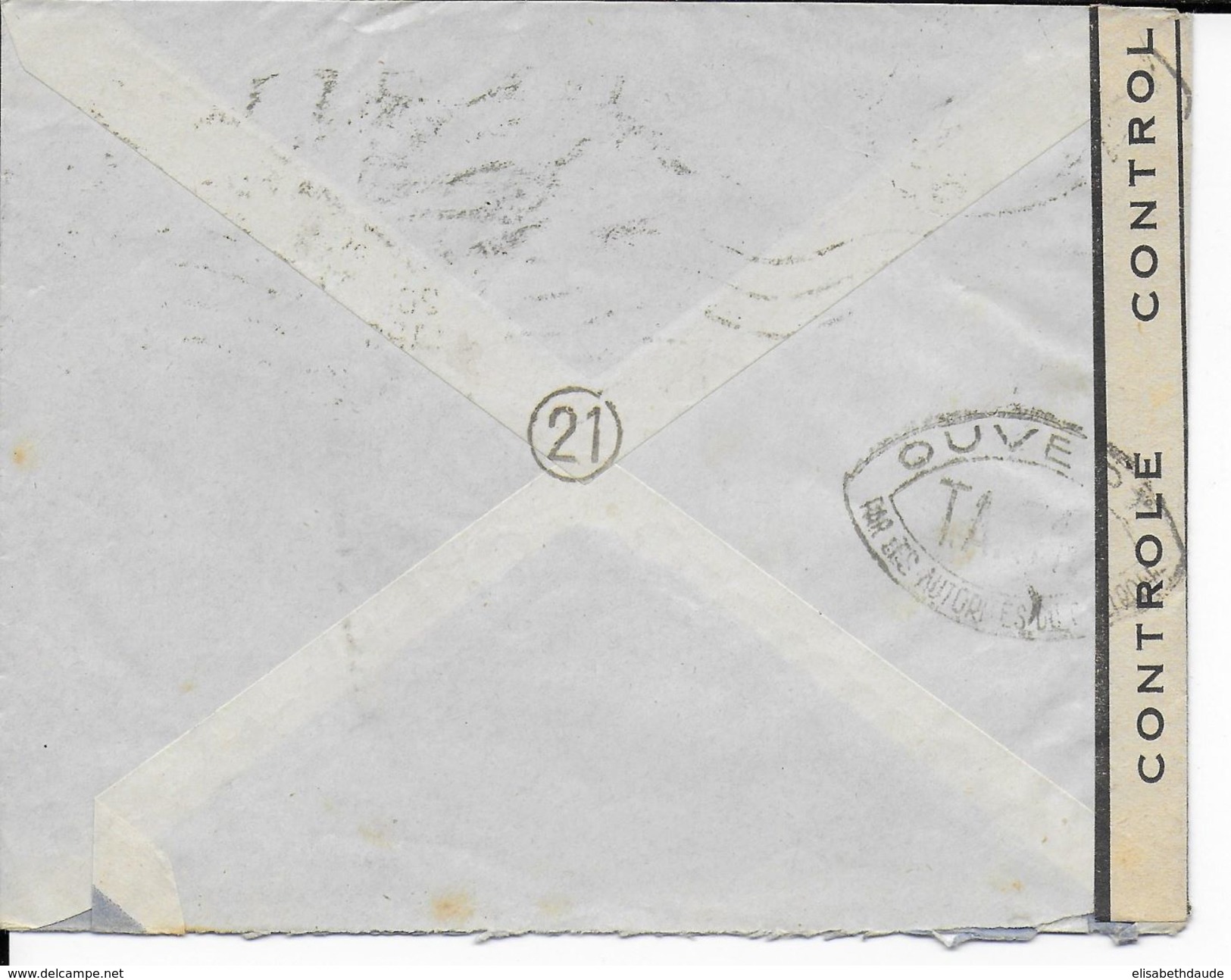 ALGERIE - 1942 - ENVELOPPE Par AVION De ALGER Avec CENSURE => TUNIS - Lettres & Documents