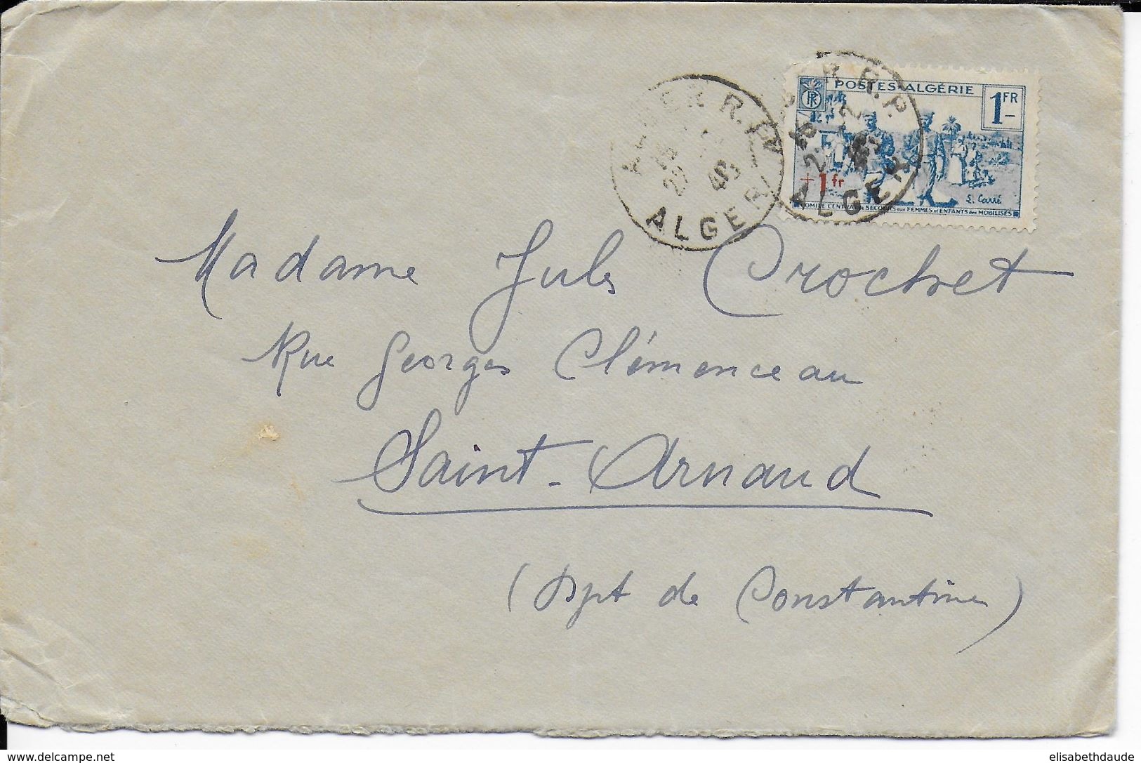 ALGERIE - 1940 - SEUL SUR LETTRE De ALGER => ST ARNAUD - Storia Postale