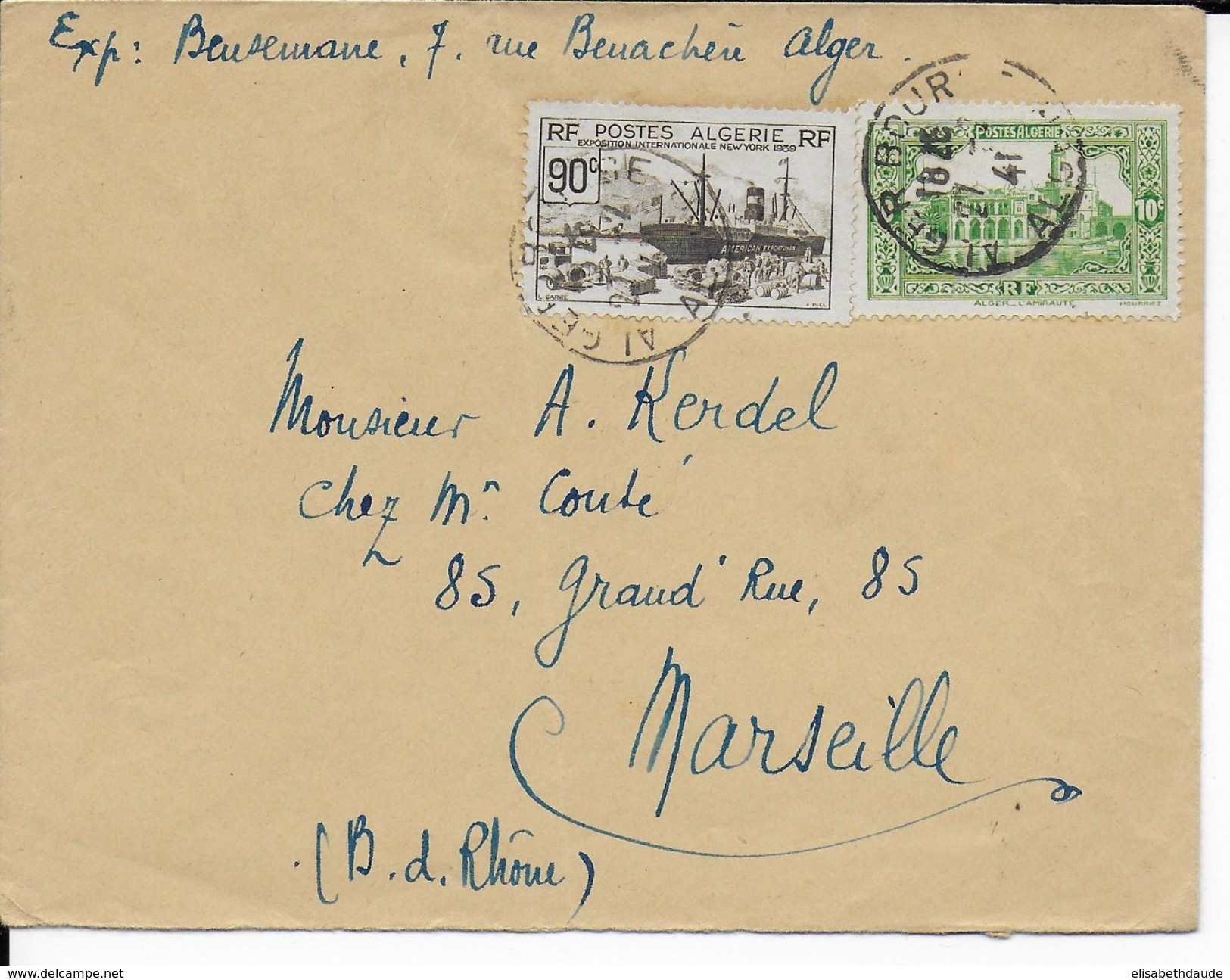 ALGERIE - 1941 - LETTRE De ALGER => MARSEILLE - Lettres & Documents