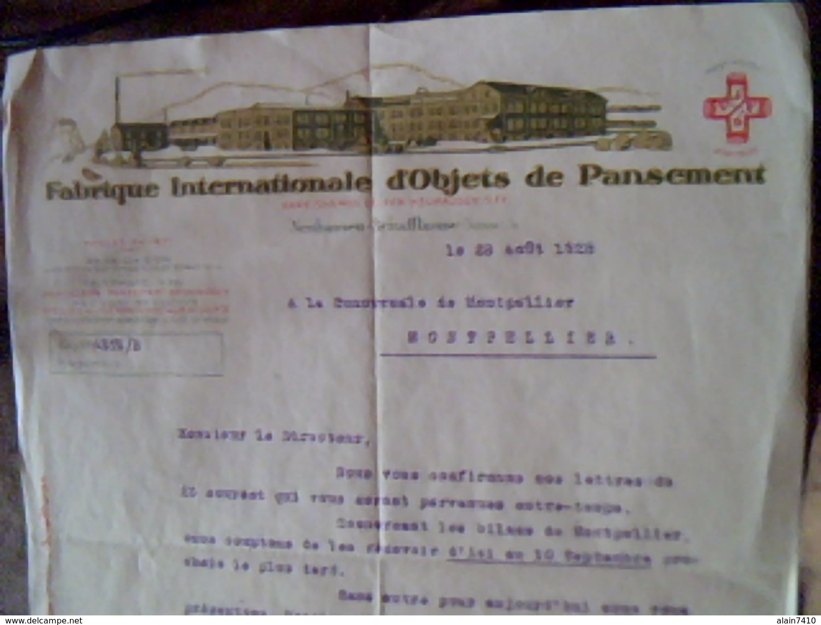 Facture Fabrique Internationale D Objets De Pansements  A Neuhausen Schafouse Annee 1928 Suisse - Schweiz