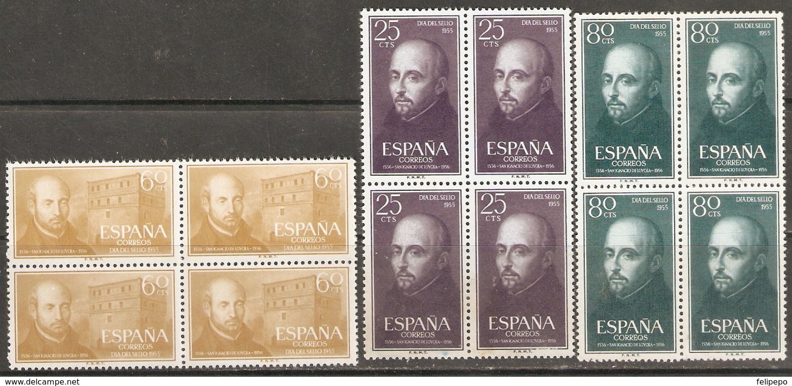 1955 LOYOLA EDIFIL 1166/8 (**) EN BLOQUE DE 4 - Nuevos