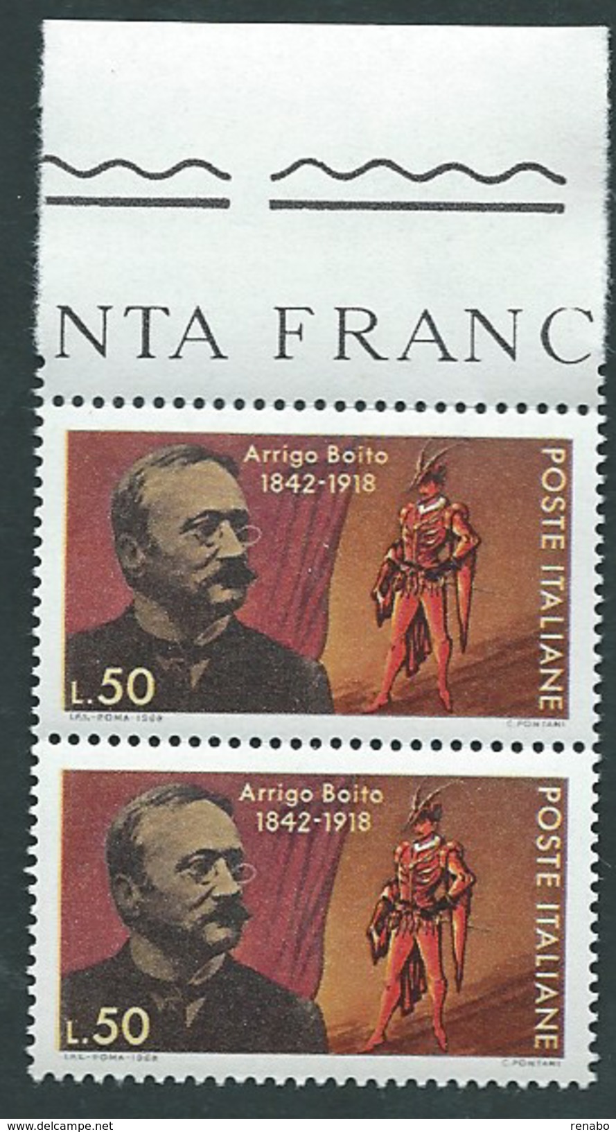 Italia 1968; Arrigo Boito, Compositore E Poeta. Coppia Con Bordo Superiore. - 1961-70:  Nuovi