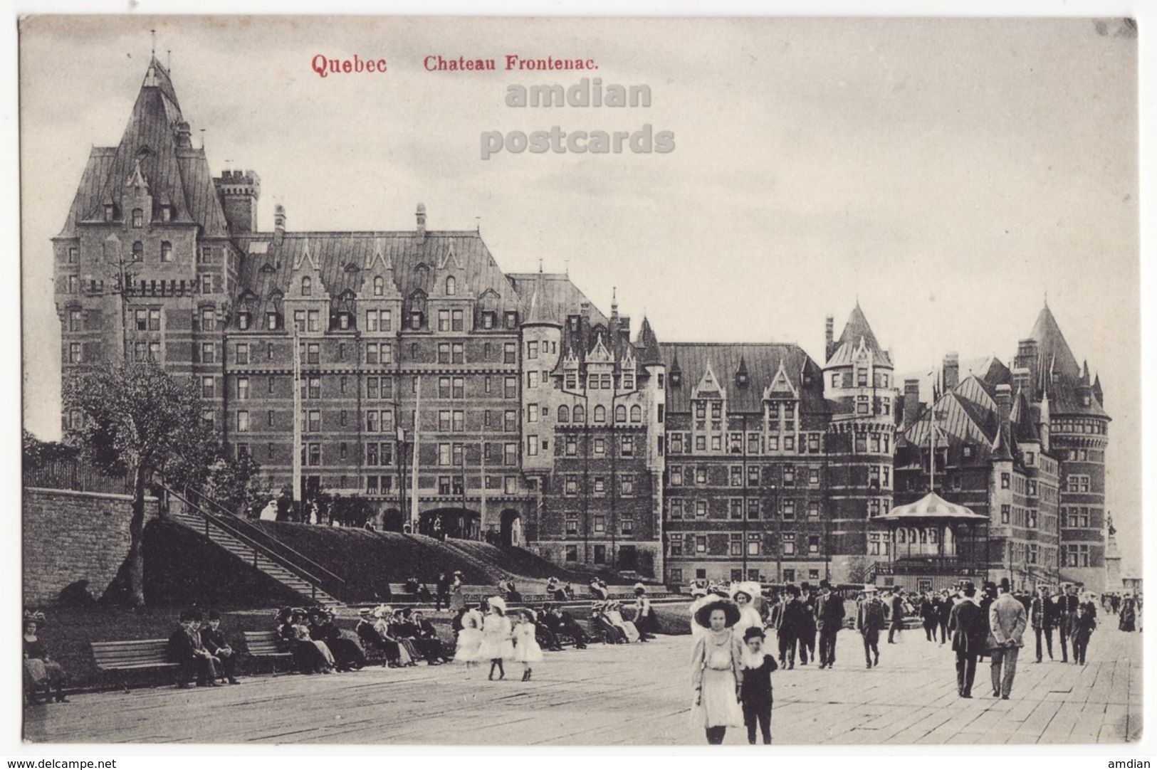 Chateu Frontenac And People On Promenade Quebec PQ Canada C1910s Vintage Postcard - Québec - Château Frontenac