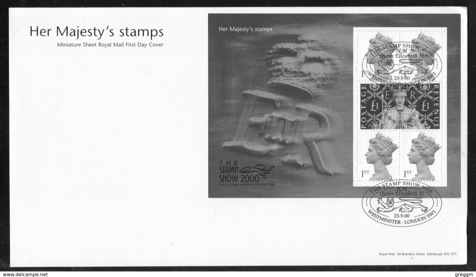 GB  First Day Her Majesty's Stamps Mini Sheet 2000. - 1991-2000 Decimal Issues