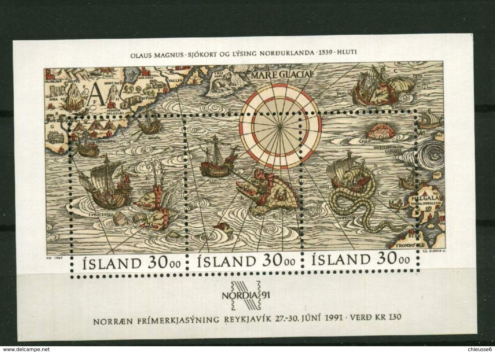 Islande ** Bloc N° 10  - Journée Du Timbre Et "Nordia 91" . Tableau De Bateaux - - Blokken & Velletjes